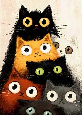 Cartoon Cats Pile