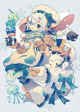 Winter Wonderland Anime Character Illustration