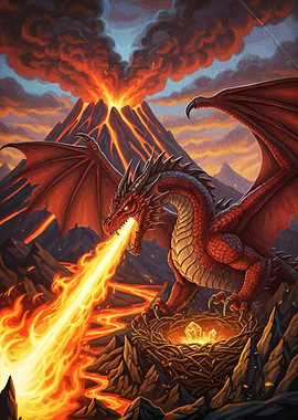 Dragon Fire Volcano Fantasy