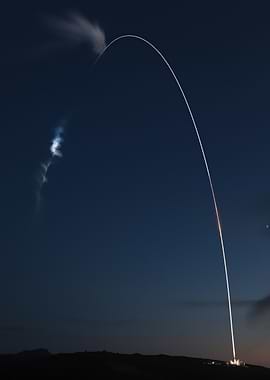 Rocket Launch Trajectory at Night