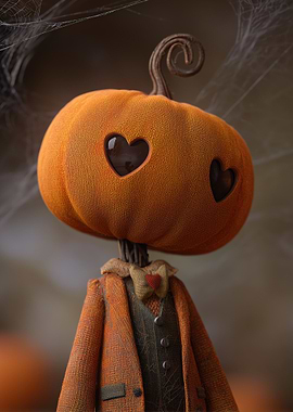 Pumpkin Head Figure with Heart Eyes