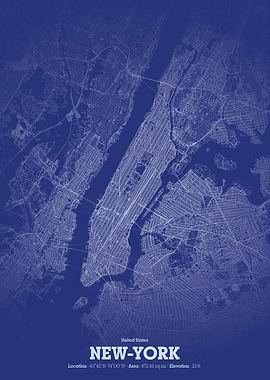 New York City Map Blueprint