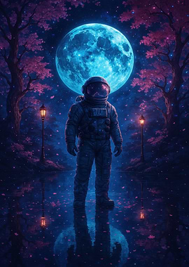 Astronaut in a Cherry Blossom Dreamscape
