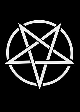 White Pentagram on Black Background
