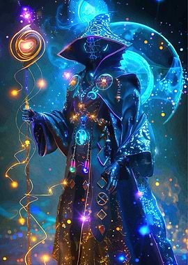 Mystical Wizard Glowing Staff