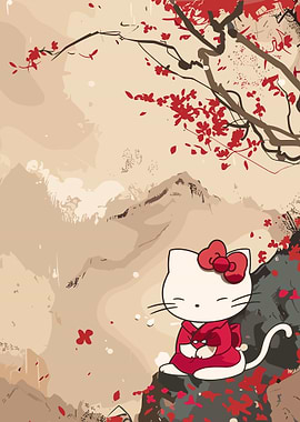 Hello Kitty Zen Garden Illustration