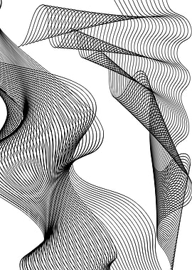 Abstract Black Lines on White Background