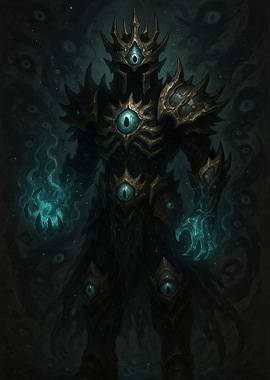 Dark armored figure with glowing eyes