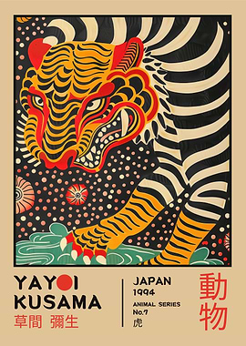 Yayoi Kusama Tiger Retro Exhibition Poster
