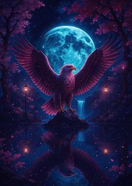 Majestic Eagle Under Moonlight