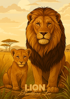 Lion Panthera Leo Illustration