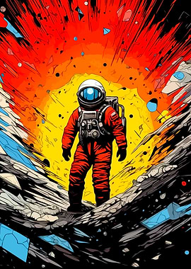 Astronaut in a cosmic landscape