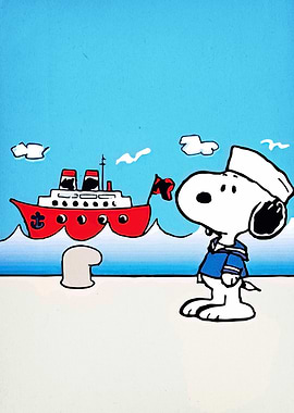 Snoopy the Sailor with Red Ship