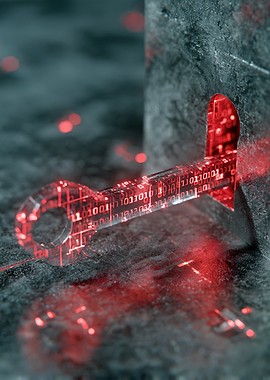 Digital Key in Keyhole with Binary Code