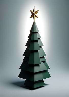 Minimalist Christmas Tree with Golden Star