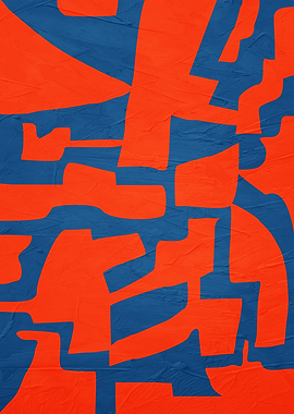 Abstract Orange and Blue Geometric Art