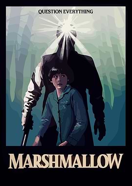 Marshmallow poster with boy and figure