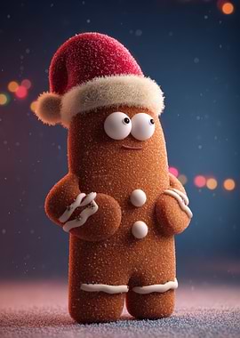 Gingerbread Man with Santa Hat