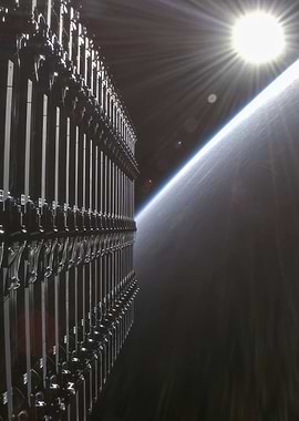 Space Station Solar Panels Earth View