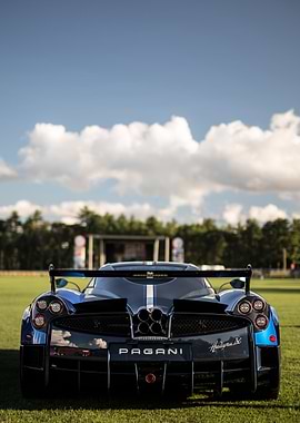 Blue Pagani Huayra BC Rear View