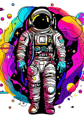 Colorful Astronaut in Space Art
