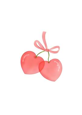 Two Pink Hearts with Ribbon