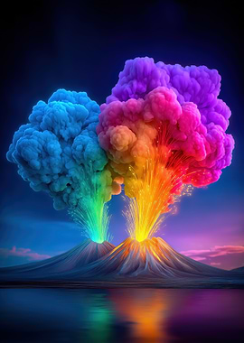 Rainbow Volcano Eruption