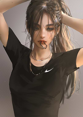 Girl with Hair Tie in Mouth