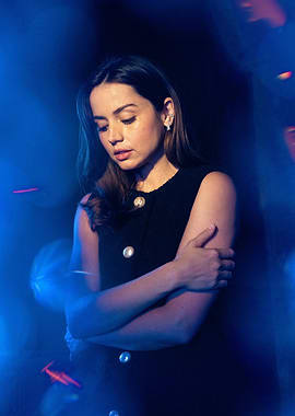 Ana de Armas portrait in blue light
