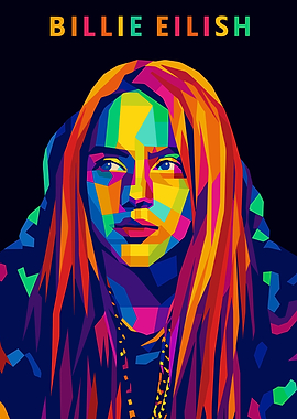 Billie Eilish Colorful Pop Art Portrait