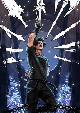 Warrior Surrounded by Swords