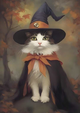 Cat in Witch Costume