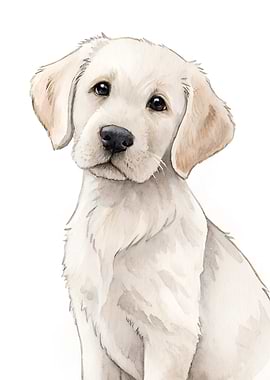 Watercolor Labrador Puppy Portrait