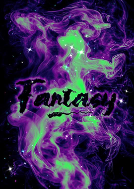 Fantasy Text with Nebula Background