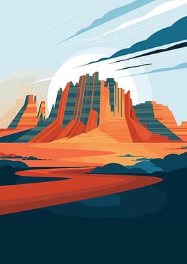 Stylized Desert Landscape Illustration