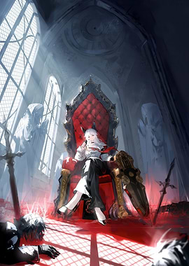 Anime Queen on Throne with Blood