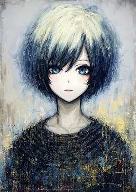 Anime Girl Portrait with Blue Eyes