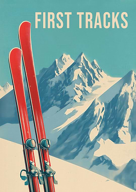 First Tracks — Alpine Ski Adventure Poster