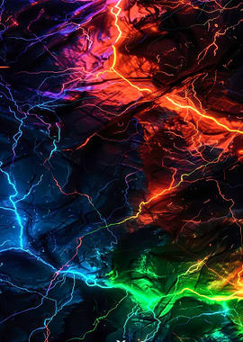 Colorful Lightning Abstract Digital Art