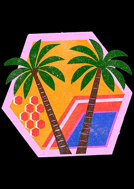 Tropical Palm Trees Hexagon Art