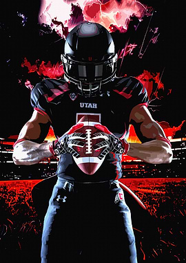 Utah Utes Football Player Illustration