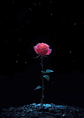 Single Rose in Dark Space