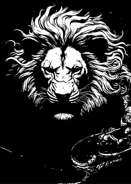 Lion Black and White Art