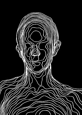 Abstract Portrait in White Lines on Black
