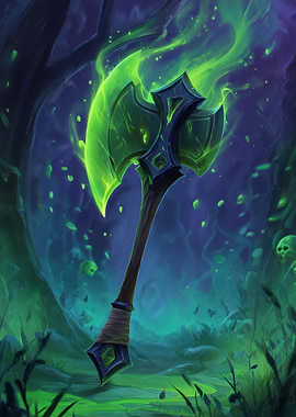 Enchanted Axe in Dark Forest