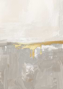 Abstract Painting with Gold Drips