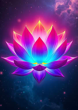 Colorful Lotus Flower in Space