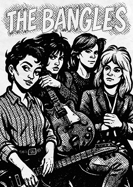 The Bangles Band Black and White Art
