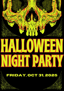 Halloween Night Party Poster with Skull
