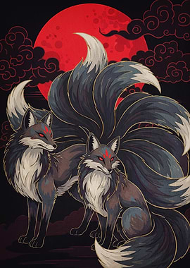 Nine-Tailed Foxes Red Moon